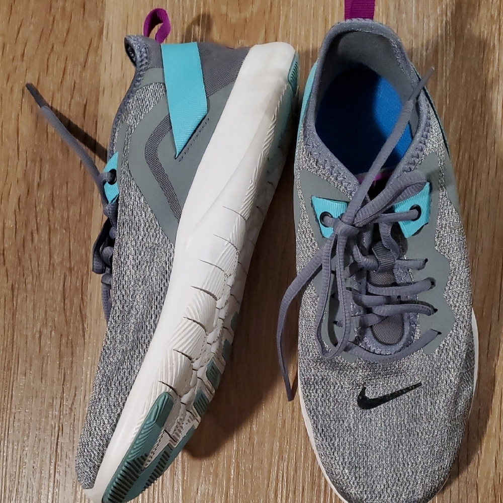 Nike Gray Sneakers with Blue and Purple Accents